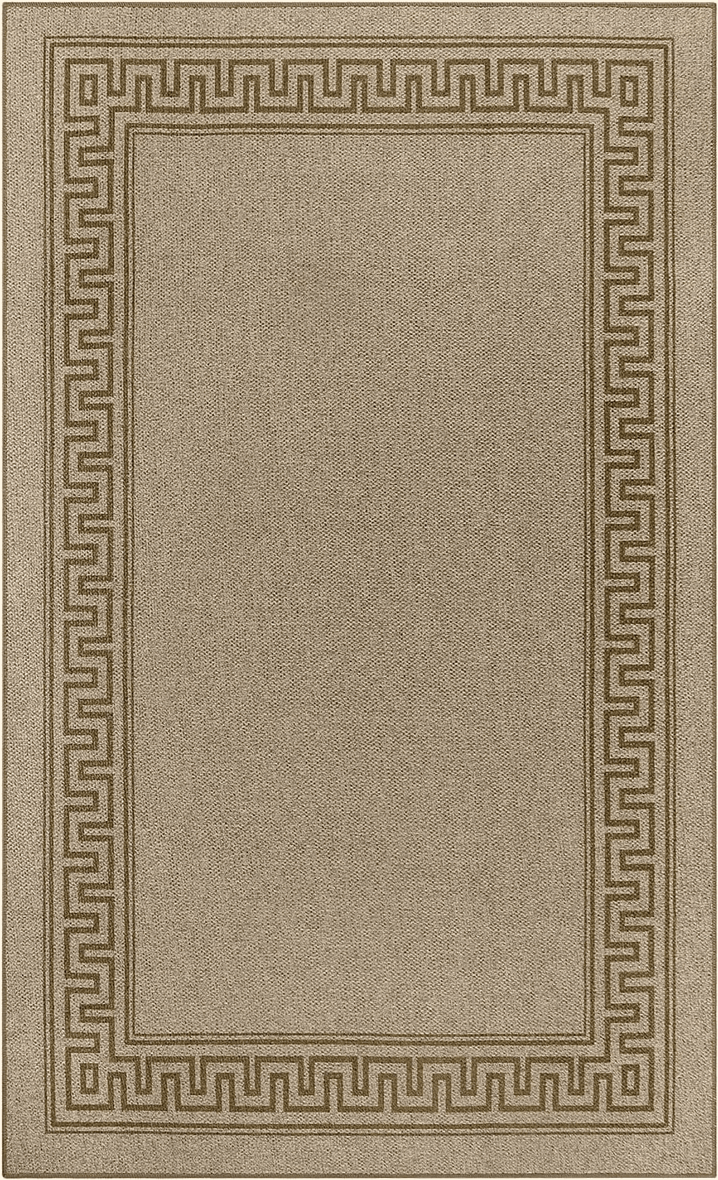 Wonnitar Modern Bordered Easy Jute 3x5 Rug,Washable Rugs for Entryway Farmhouse Kitchen Throw Rug,Non-Slip Contemporary Natural Door Mat,Non-Shedding Thin Floor Carpet for Entry Living Room Patio,Tan