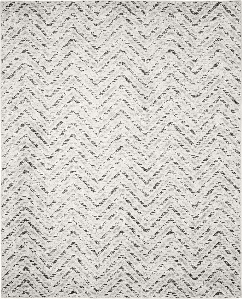 SAFAVIEH Adirondack Collection Area Rug - 9' x 12', Ivory & Charcoal, Chevron Design, Non-Shedding & Easy Care, Ideal for High Traffic Areas in Living Room, Bedroom (ADR104N)