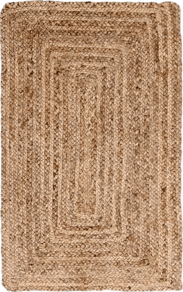 FRELISH DECOR Handwoven Jute Area Rug - 2x3 feet - Natural Yarn - Rustic Vintage Beige Braided Reversible Rug - Eco Friendly Rugs for Bedroom - Kitchen - Living Room - Farmhouse (2'x3')