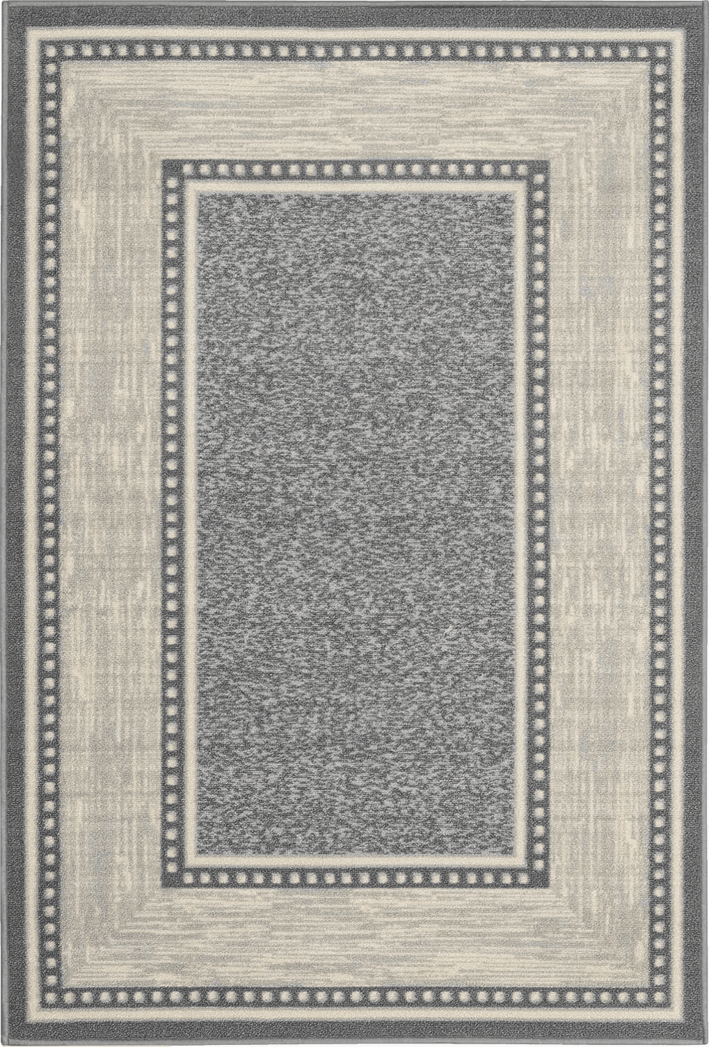 Ottomanson Machine Washable Bordered Design Non-Slip Rubberback 3x5 Traditional Area Rug for Living Room, Bedroom, Kitchen, 3'3" x 5', Light Gray