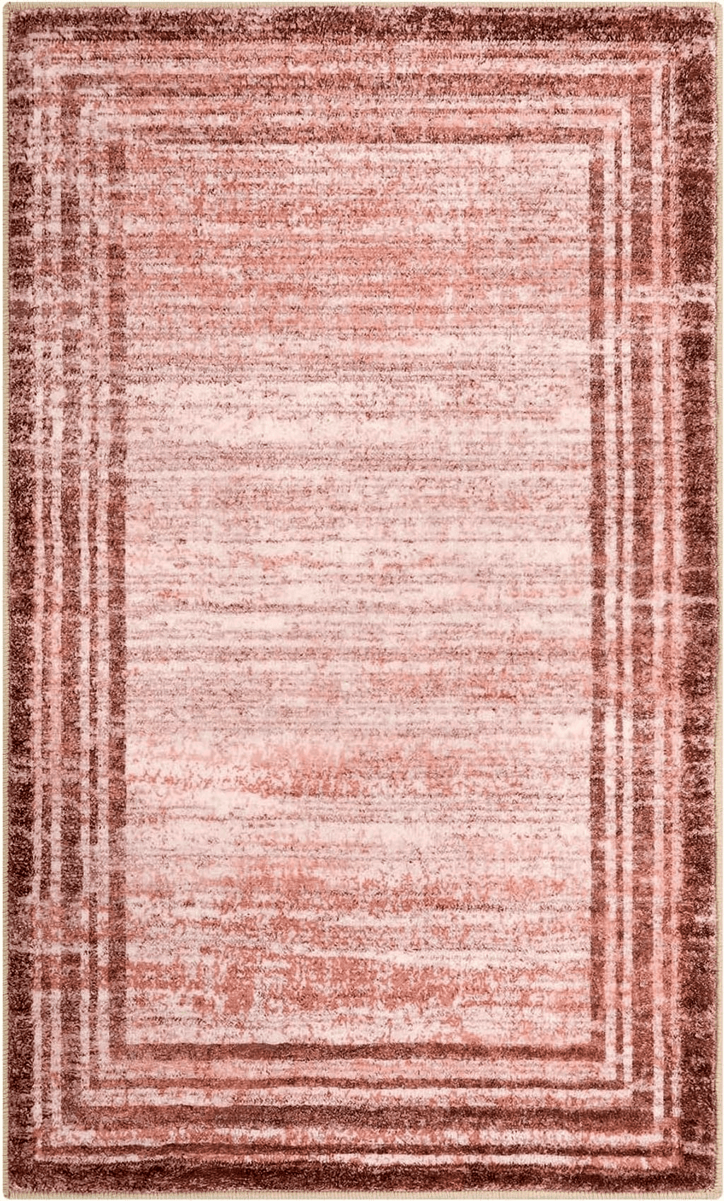 Lahome Modern Abstract Area Rug, Washable 3x5 Entryway Rugs Non Shedding Soft Bedroom Girls Rug Stain Resistant Low-Pile Throw Rug Indoor Minimalist Living Room Carpet Brick Red