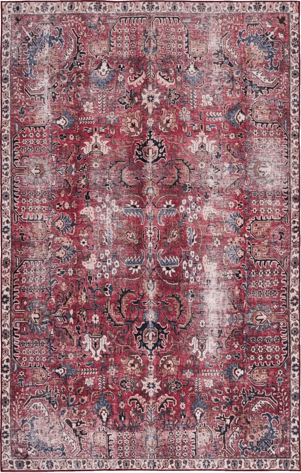 Safavieh Tucson Collection Accent Rug - 3' x 5', Red & Beige, Persian Design, Non-Shedding Machine Washable & Slip Resistant Ideal for High Traffic Areas in Entryway, Living Room, Bedroom (TSN174Q)