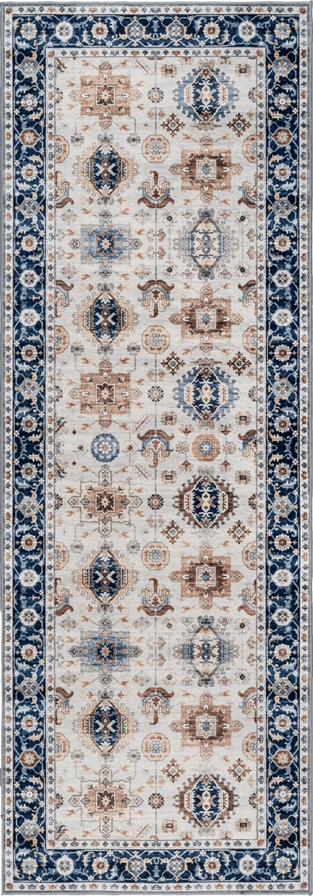 Gertmenian Indoor Printed Tufted Area Rug 2x6 Runner, No Slip Home Décor Rug for Entryway, Bedroom, Living Room, Border, Micah Blue, 28522