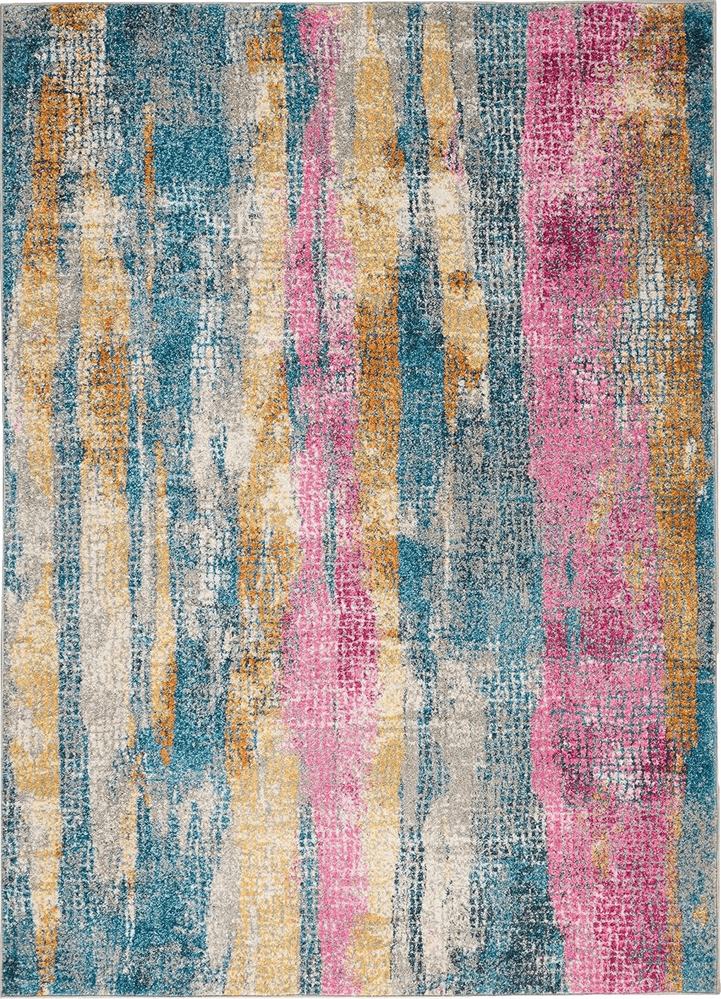 HomeRoots 4' X 6' Pink and Blue Abstract Power Loom Area Rug