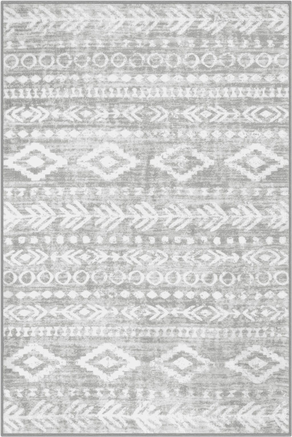 Lahome Farmhouse Moroccan Area Rug, Washable 4x6 Rug for Bedroom Soft Low Profile Rubber Backing Playroom Office Rugs Non Slip, Rustic Tribal Decor Kitchen Entryway Floor Carpet, Grey