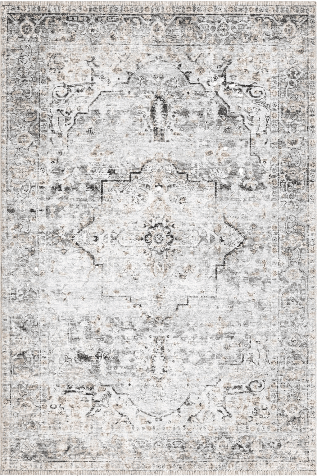 Farmhouse 4x6 Bloom Rugs Caria Washable Non-Slip 4x6 Rug - Ivory/Gray/Caramel Traditional Area Rug for Living Room, Bedroom, Dining Room, and Kitchen - Exact Size: 4' x 6'