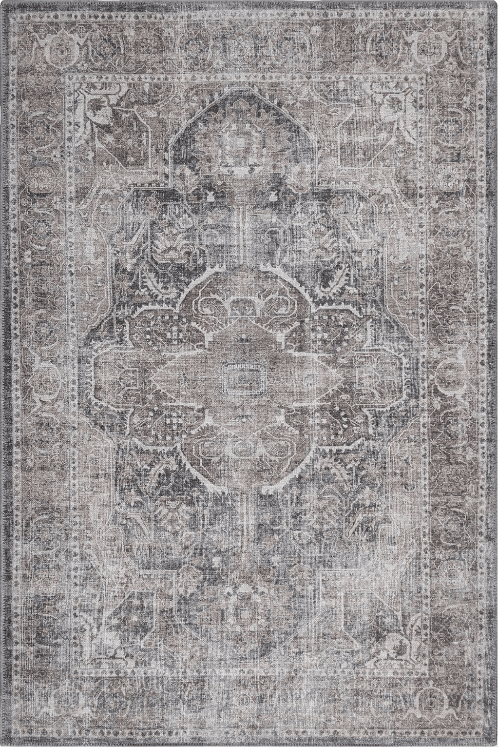 Adiva Rugs Machine Washable Area Rug with Non Slip Backing for Living Room, Bedroom, Bathroom, Kitchen, Printed Vintage Home Decor, Floor Decoration Carpet Mat (VIZON, 3' x 5')