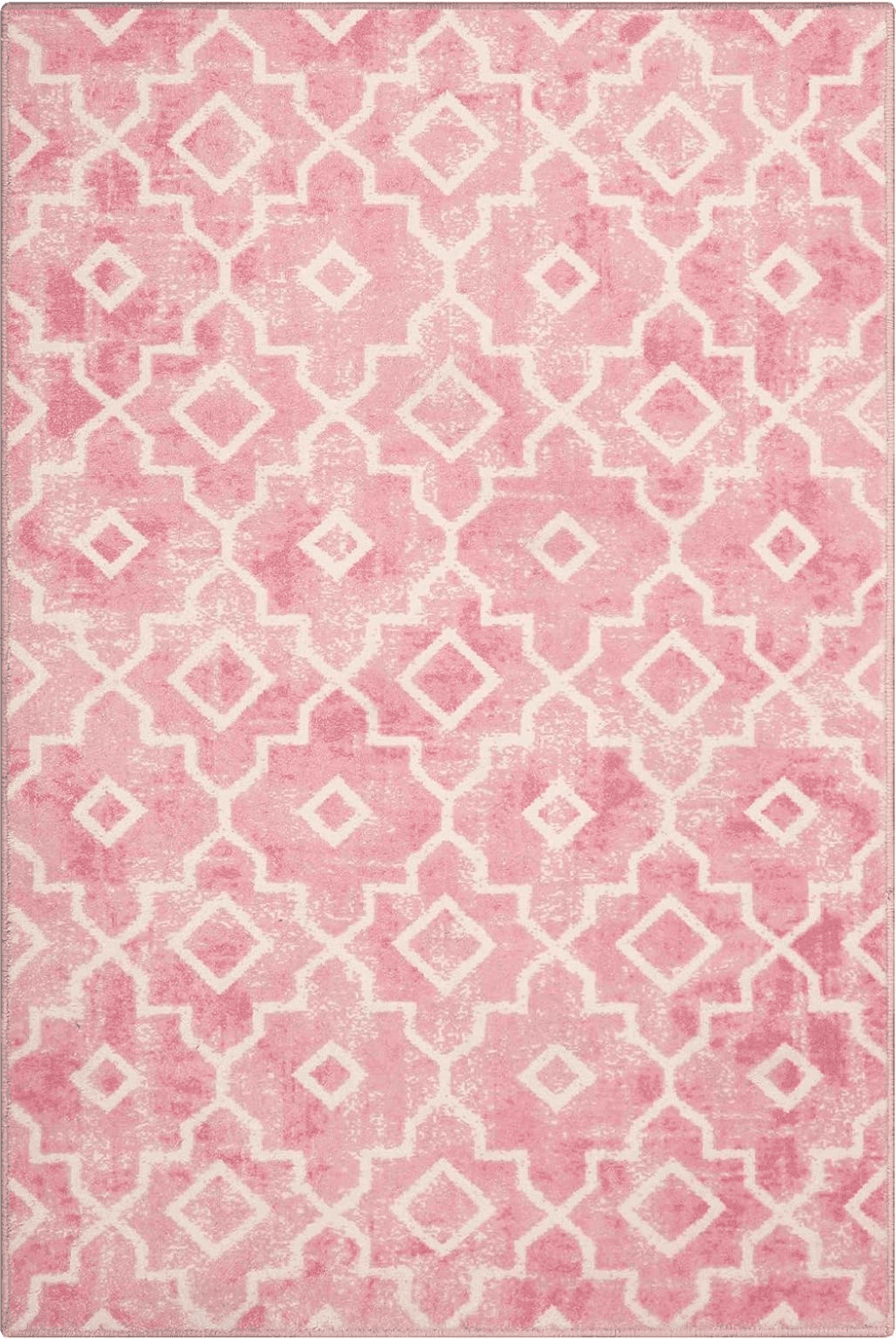 Moynesa Boho Moroccan Area Rug - 3x5 Large Pink Kitchen Rugs for Bedroom Girls Washable, Non Slip Laundry Room Rug Modern Low-Pile Entryway Rug Summer Fuzzy Throw Mat for Nursery Playroom Living Room