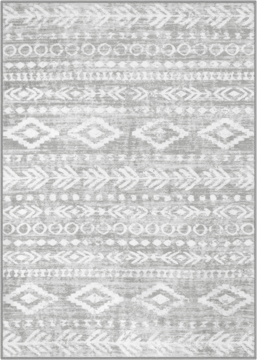 Lahome Farmhouse Moroccan Area Rug, Washable 5x7 Kids Playroom Area Rug Large Soft Bedroom Dining Room Rug, Rustic Tribal Grey and White Entryway Office Stain Resistant Floor Carpet