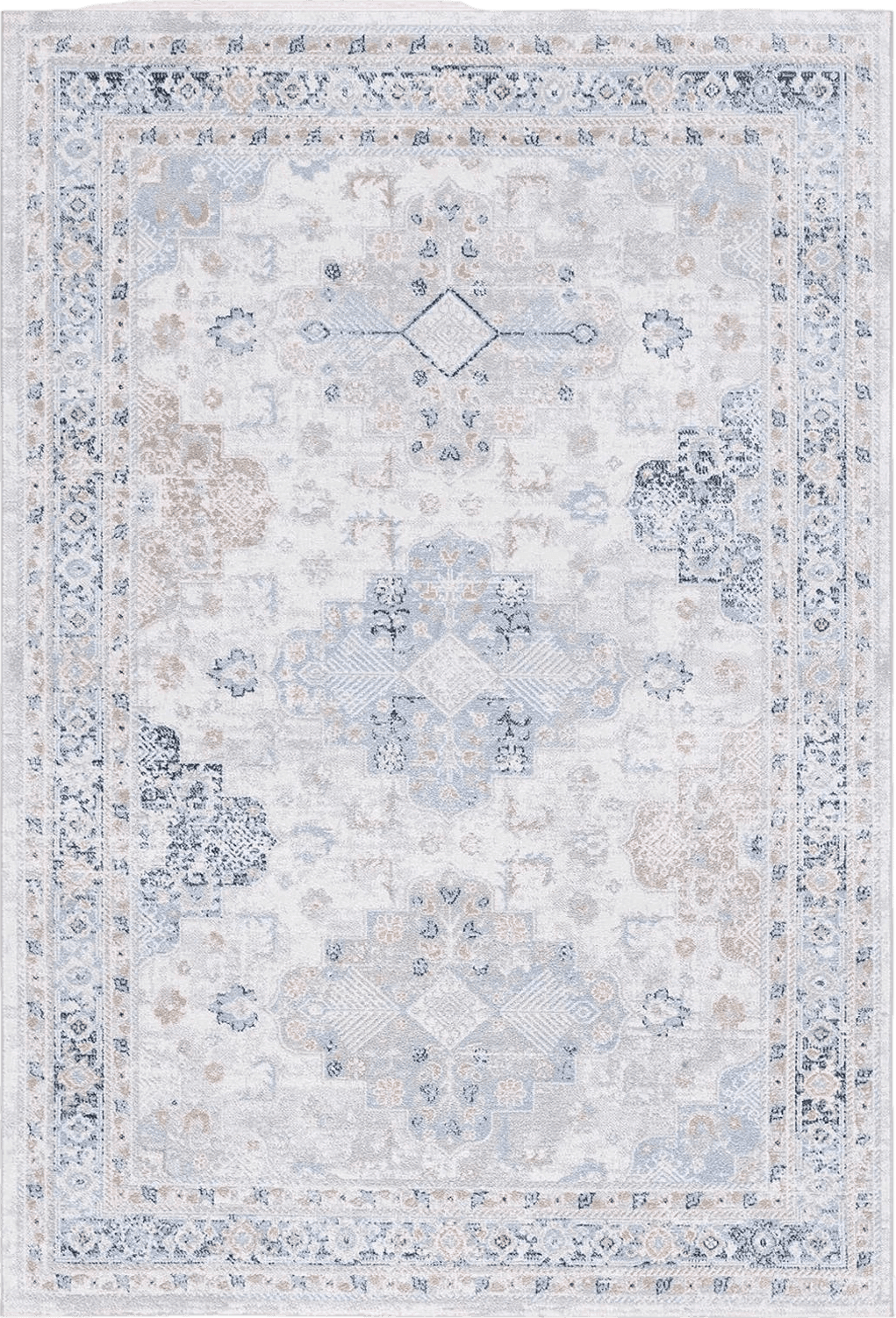 Safavieh Bayside Collection Area Rug - 5'3" x 7'6", Grey & Blue, Shabby Chic Design, Non-Shedding & Easy Care, Machine Washable Ideal for High Traffic Areas in Living Room, Bedroom (BAY116F)