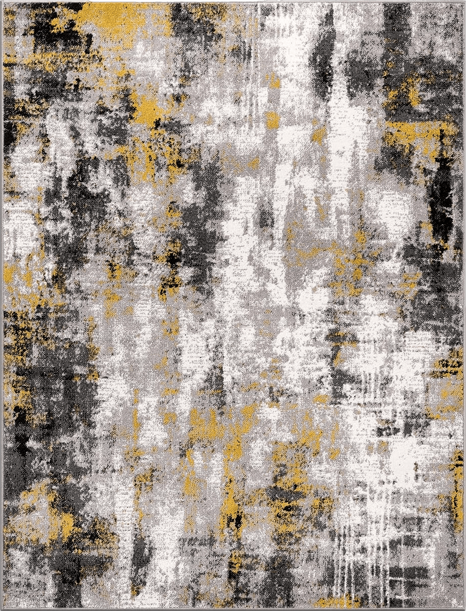 5x7 Rugshop Tralee Modern Abstract Stain Resistant Area Rug 5' x 7' Yellow