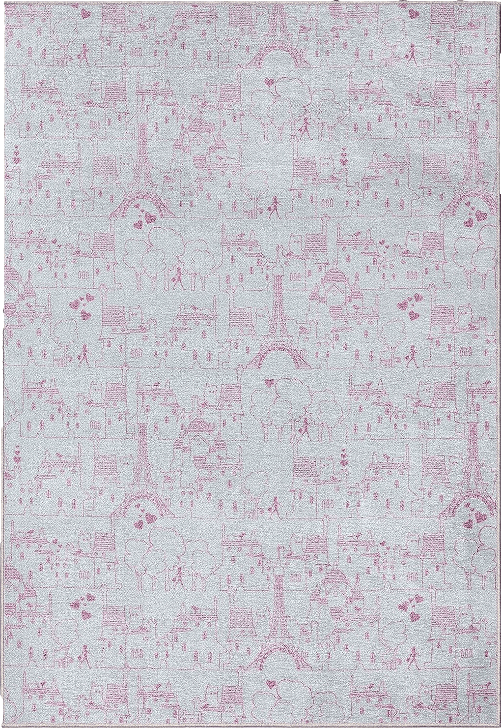 Well Woven Miraculous Ladybug Paris Streets White 5' x 7' Ivory Pink Area Rug