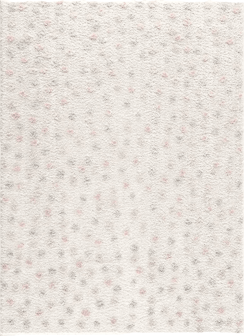 Hauteloom Tilos Dalmatian Living Room Bedroom Nursery Shag Area Rug - Shaggy Carpet - Dot Pattern - High Plush Pile - Pink, Cream, Grey, Beige - 5'3" x 7'