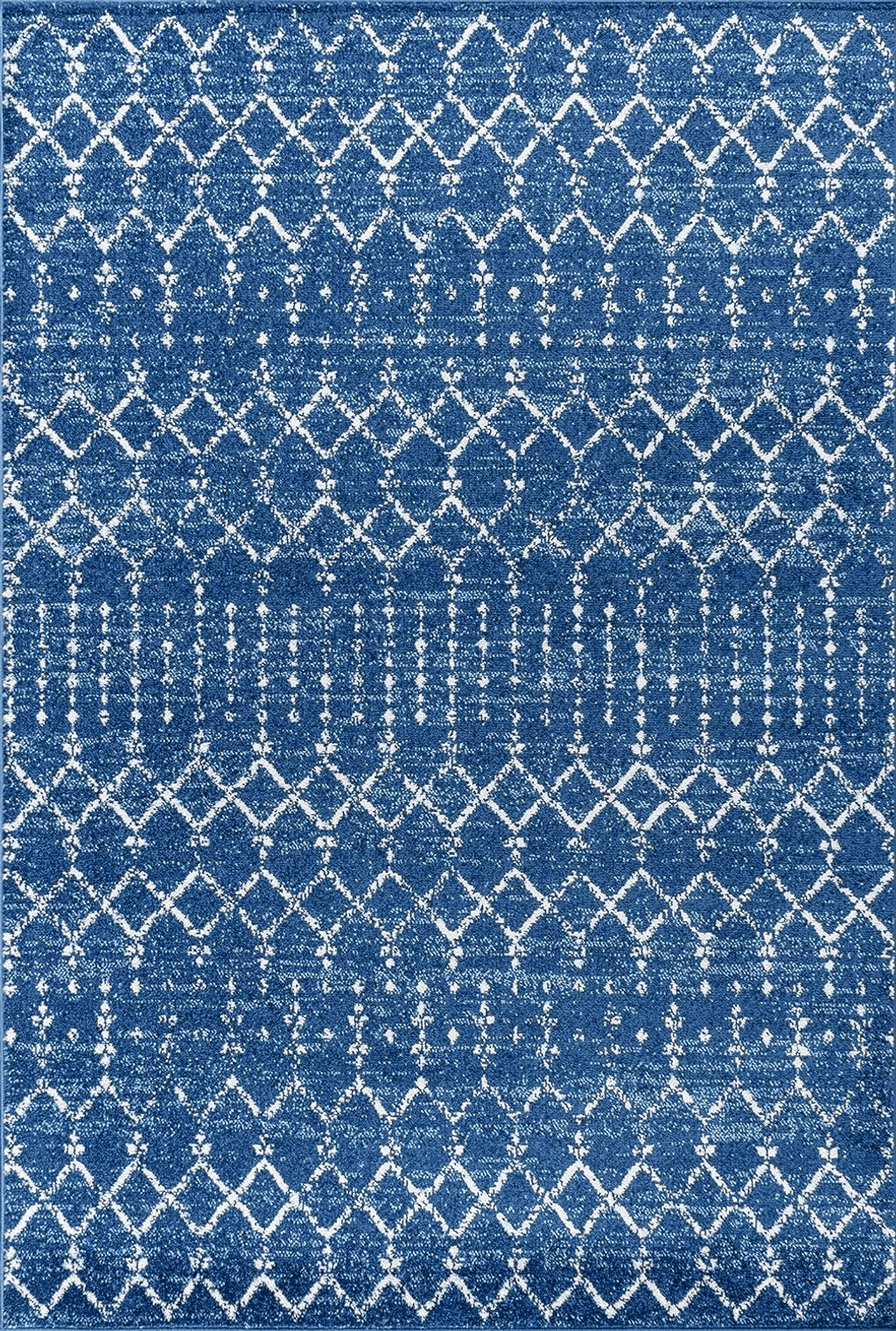 Area Blue 8x10 JONATHAN Y Moroccan Hype Boho Vintage Diamond, Bohemian, Easy-Cleaning, for Bedroom, Kitchen, Living Room, Non Shedding Area-Rugs, 8 X 10, Blue/White