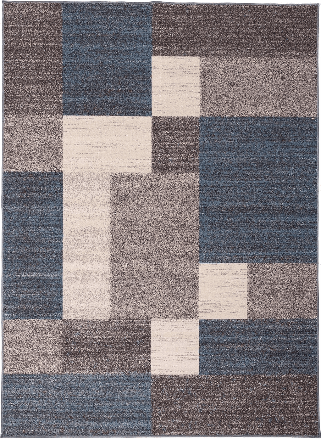 Area Blue 8x10 Modern Boxes Design Non-Slip (Non-Skid) Area Rug 8 x 10 (7' 10" x 10') Blue