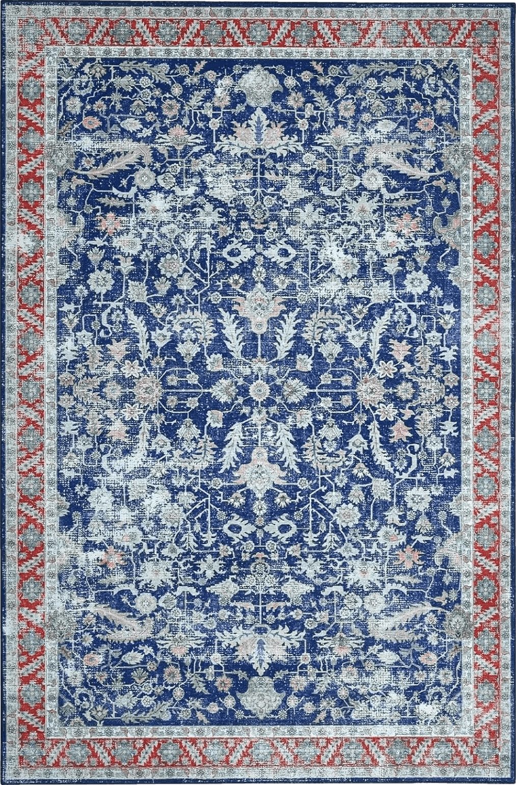 GARVEE Large 9x12 Area Rug for Living Room Vintage Persian RugDistressed Floral Print Carpet for Bedroom Extra Large Dining Room Throw Rugs Non Slip Home Decor Rug for Harwood Floor Dorm Office, Blue