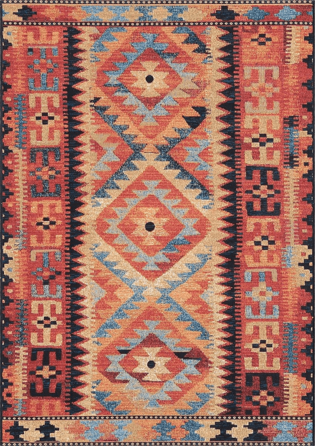 Unique Loom Outdoor Tribal Collection Area Rug - Tortuguero (4' x 6' Rectangle, Multi/Blue)