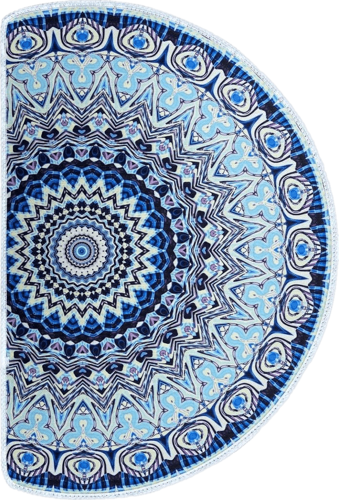 Outdoor Blue Boho Half Round Indoor Entrance Rug Doormats 36x24 Inches Absorbent Non-Slip Bedroom Front Back Outdoor Welcome for Entryway Machine Washable, Bohemian Blue Pattern