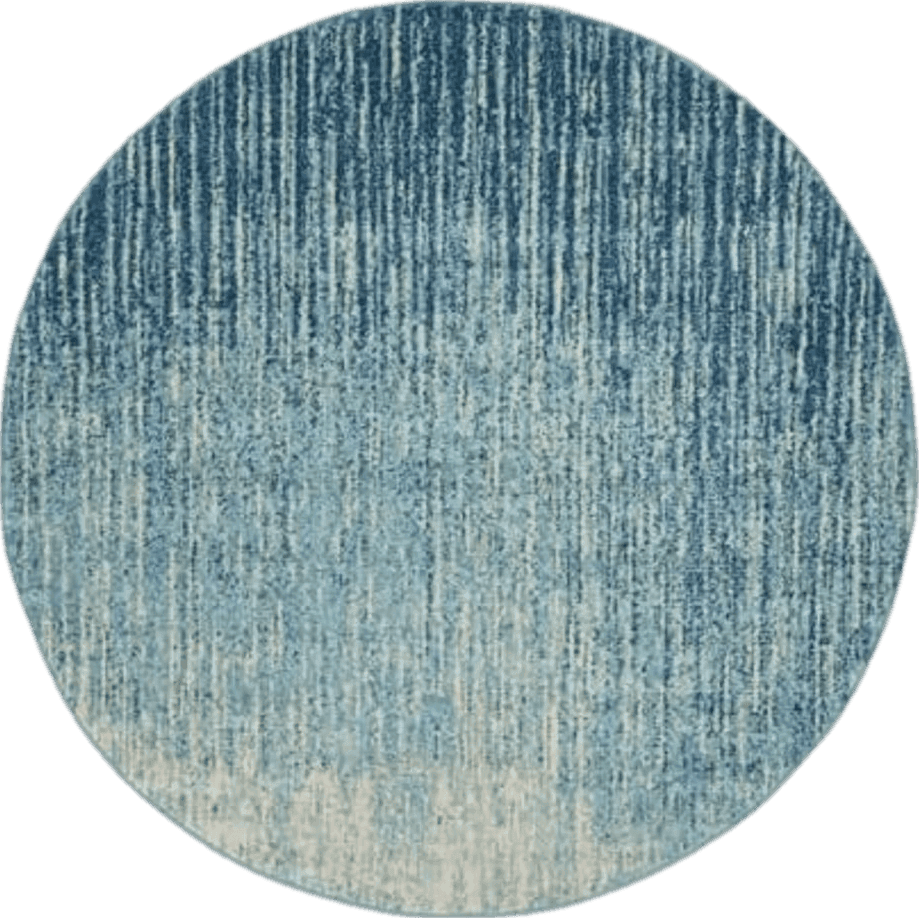 HomeRoots 4' Ivory and Blue Round Abstract Power Loom Area Rug