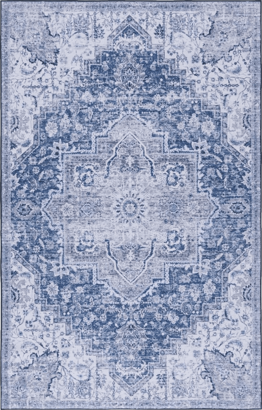 Safavieh Tucson Collection Area Rug - 4' Round, Beige & Blue, Persian Medallion Design, Non-Shedding Machine Washable & Slip Resistant Ideal for High Traffic Areas in Living Room, Bedroom (TSN104B)