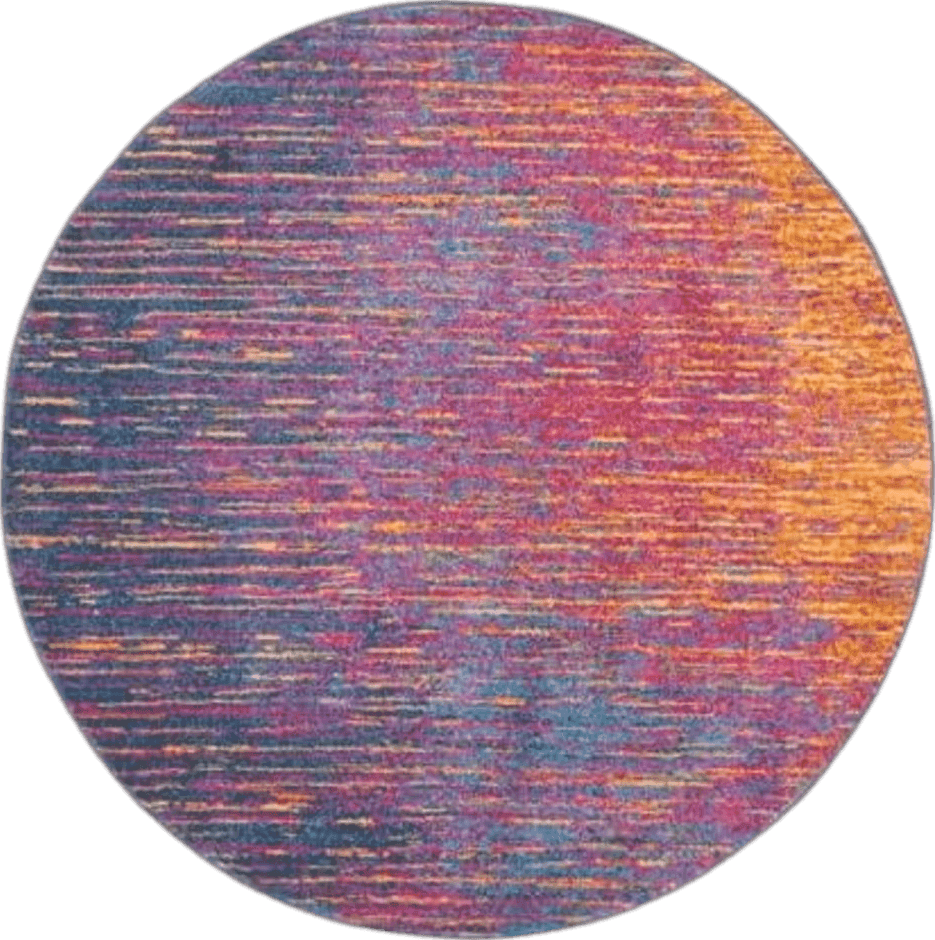 Area Pink All Rounds/Square HomeRoots 4' Blue and Pink Round Abstract Power Loom Area Rug