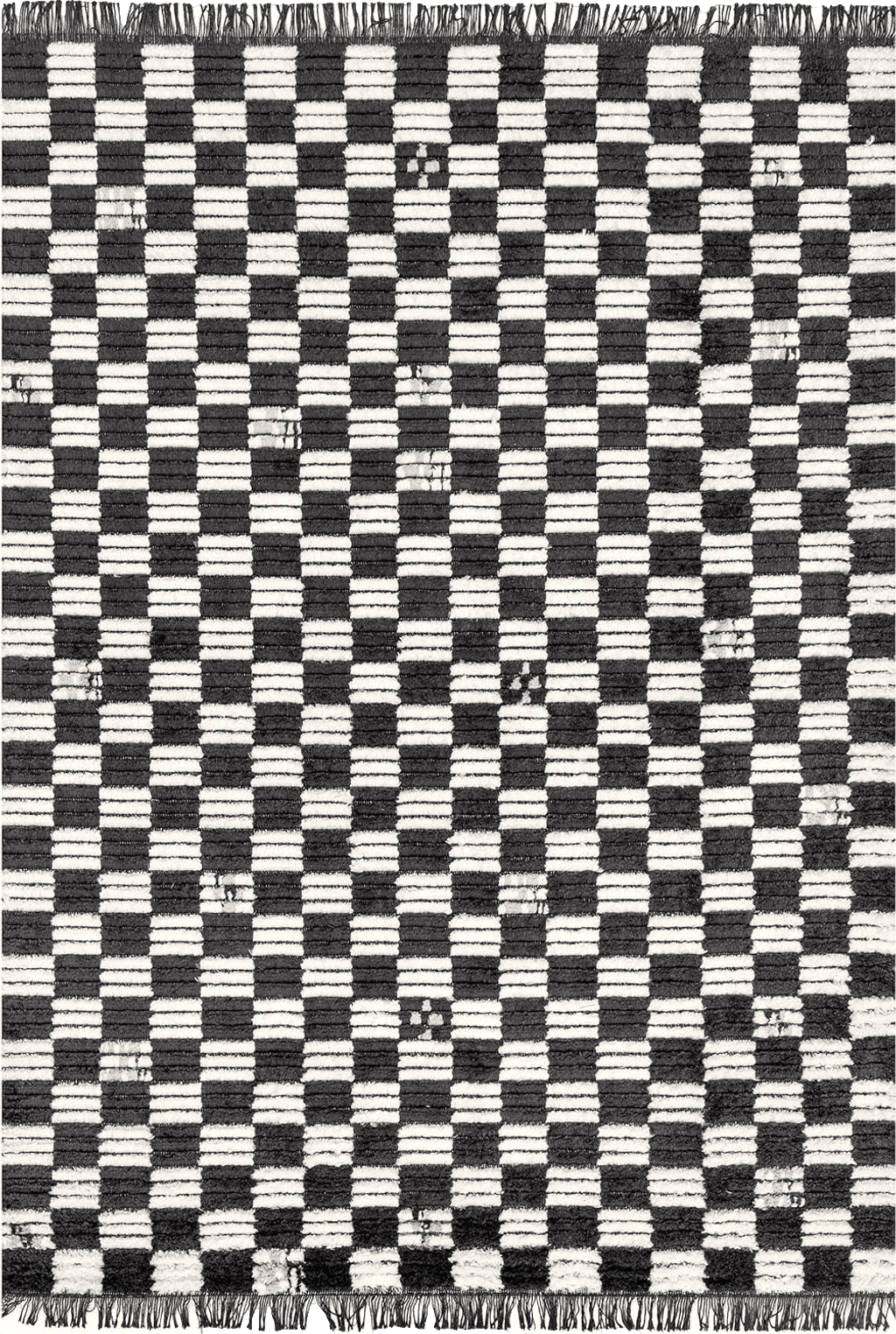 nuLOOM Pania Contemporary Checkered Fringe Area Rug, 4' x 6', Dark Gray