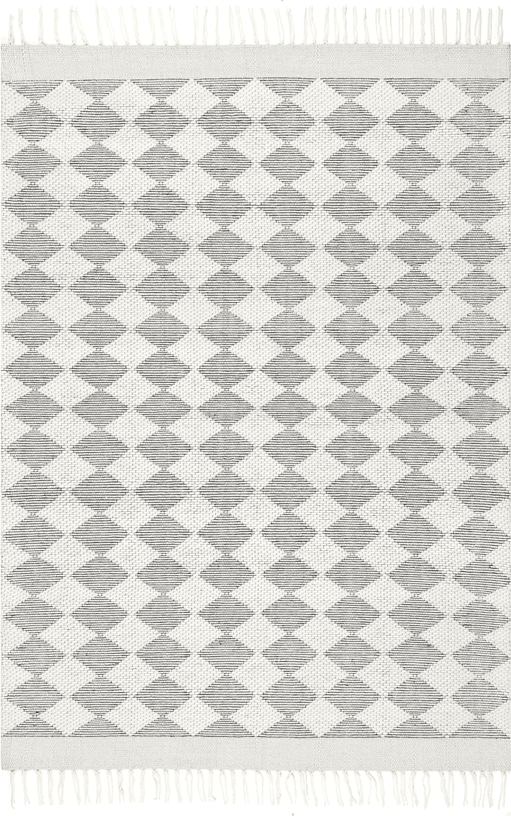 Rugs USA x Arvin Olano Fractal Diamond Wool Area Rug, 4' x 6', Grey