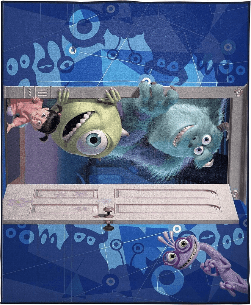 Jay Franco Disney Monsters Inc Scare Team Room Rug - Large Area Rug Measures 4 x 5 Feet Features Mike Wazowski, James Sullivan, & Boo (Offical Disney Product)