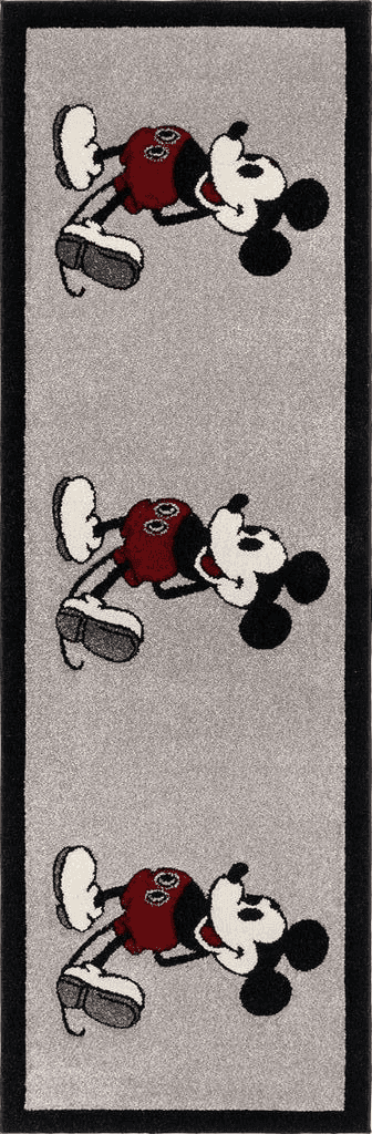 Gertmenian Mickey Mouse Runner Rug Textured Home Floor Mat Perfect Carpet for Home Entrance, Hallway, Kitchen, Bedroom Disney Home Decor 2.5' x 8', Gray Black Border Retro Walt Disney's Classic, 34362