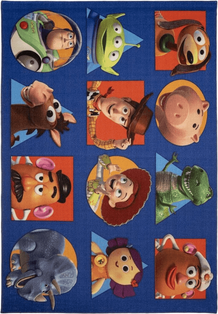 Disney Gertmenian Disney Toy Story Rug Boys Girls Childrens Bedroom Decor Kids Home Play Room Mat Bedding Area Carpet, 54x78 Large, Pixar Multi-Colored Navy Blue