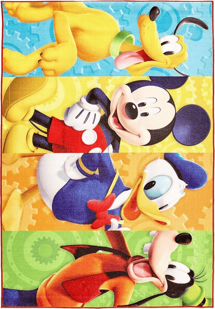 Area Yellow Gertmenian Kids Playroom & Game Room Carpet Disney Mickey Mouse Club House Friends Childrens Rug Kids Home Decor, Area Carpet for Boys & Girls Playroom, Bedroom 54x78 Large, Multi-Color, 31117