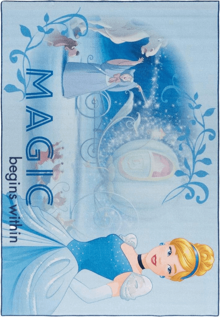 Gertmenian Kids Playroom & Game Room Carpet | Disney Princess Cinderella Childrens Rug | Kids Novelty Home Decor, Perfect Area Rug for Girls Playroom, Bedroom | 54x78 Large, Sky Blue, 47262