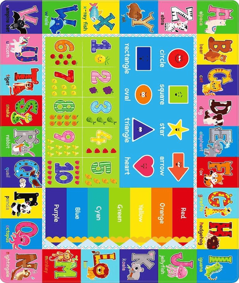 Area Yellow LTKOUGFAM Kids Play Rug for Playroom, Kids Play Mat ABC Educational Area Rug, Toddler Baby Playroom Mat, Alphabet Animal Soft Non-Slip Kids Rug Carpet for Boy Girl Bedroom (78.7X59 INCH Style 2)