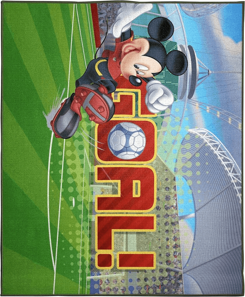 Jay Franco Disney Mickey Mouse Strike, Curve, Goal Kids Room Rug - Large Area Rug Measures 4 x 5 Feet (Offical Disney Product)