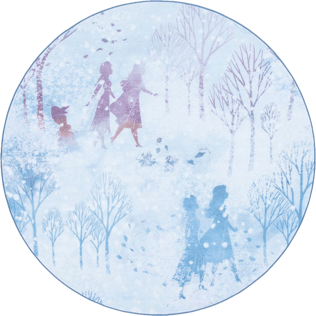 SAFAVIEH Machine Washable Slip Resistant Collection 5' Round Light Blue/Purple Inspired by Disney's Frozen II - Believe Kids Bedroom Nursery Playroom Area Rug