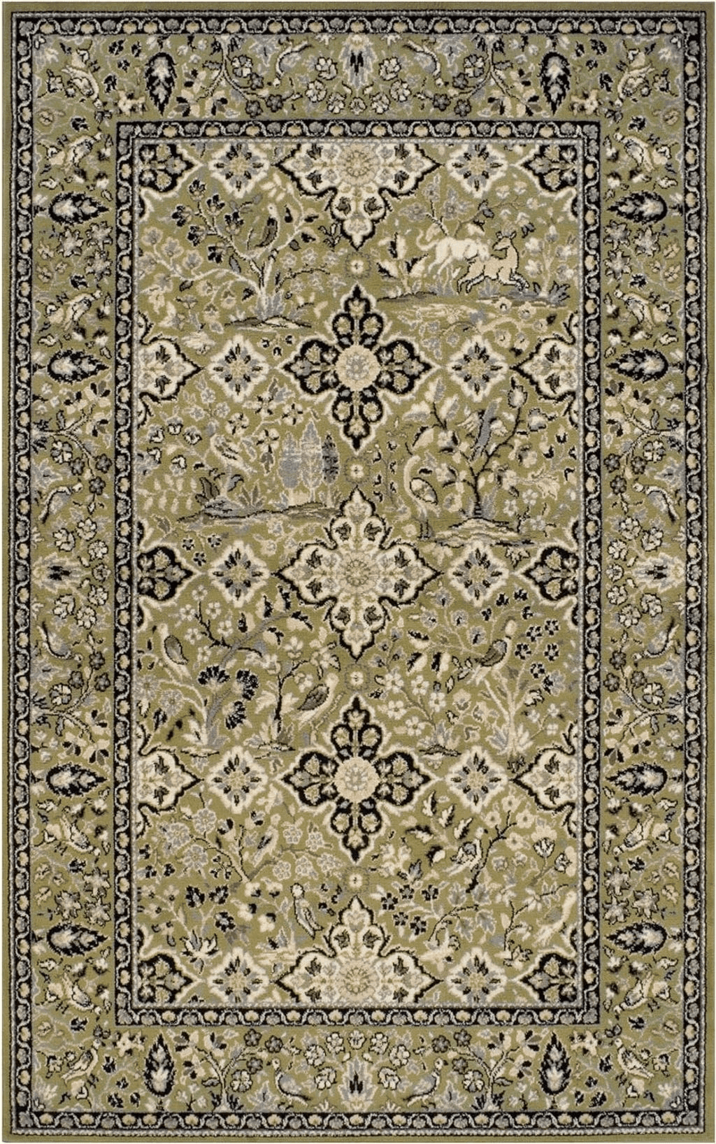 Area Green 8x10 SUPERIOR Radcliffe Collection Area Rug, 8mm Pile Height with Jute Backing, Traditional European Tapestry Design, Fashionable and Affordable Woven Rugs - 8' x 10'