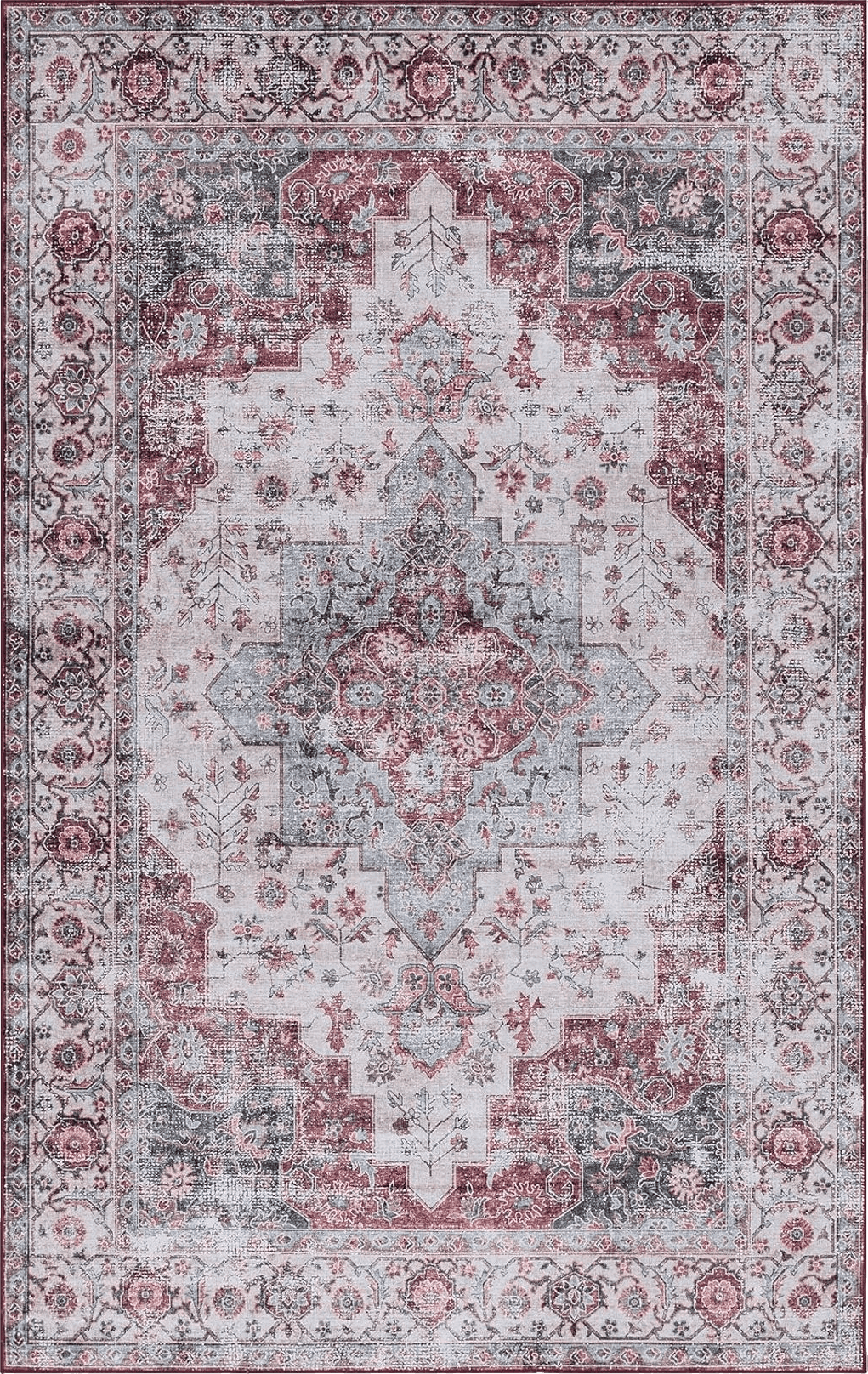 Area Grey 6x9 SAFAVIEH Tucson Collection Area Rug - 6' x 9', Beige Green & Rust, Persian Medallion Design, Machine Washable Ideal for High Traffic Areas in Living Room, Bedroom, Dining (TSN105C-6)