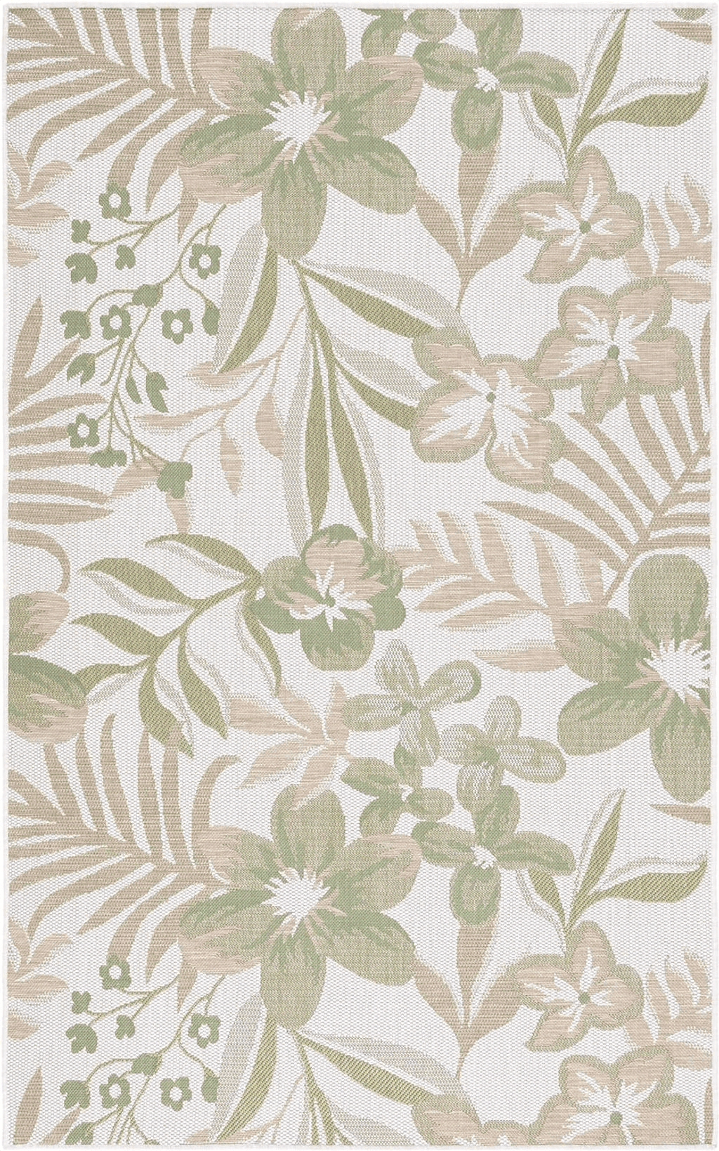 Safavieh Courtyard Collection Area Rug - 6'7" x 9'6", Ivory & Green, Non-Shedding & Easy Care, Indoor/Outdoor & Washable-Ideal for Patio, Backyard, Mudroom (CY9433-52745)