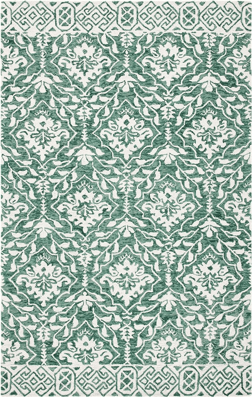 SAFAVIEH Dip Dye Collection Area Rug - 6' x 9', Dark Green & Ivory, Handmade Wool, Ideal for High Traffic Areas in Living Room, Bedroom, Dining (DDY901Y-6)