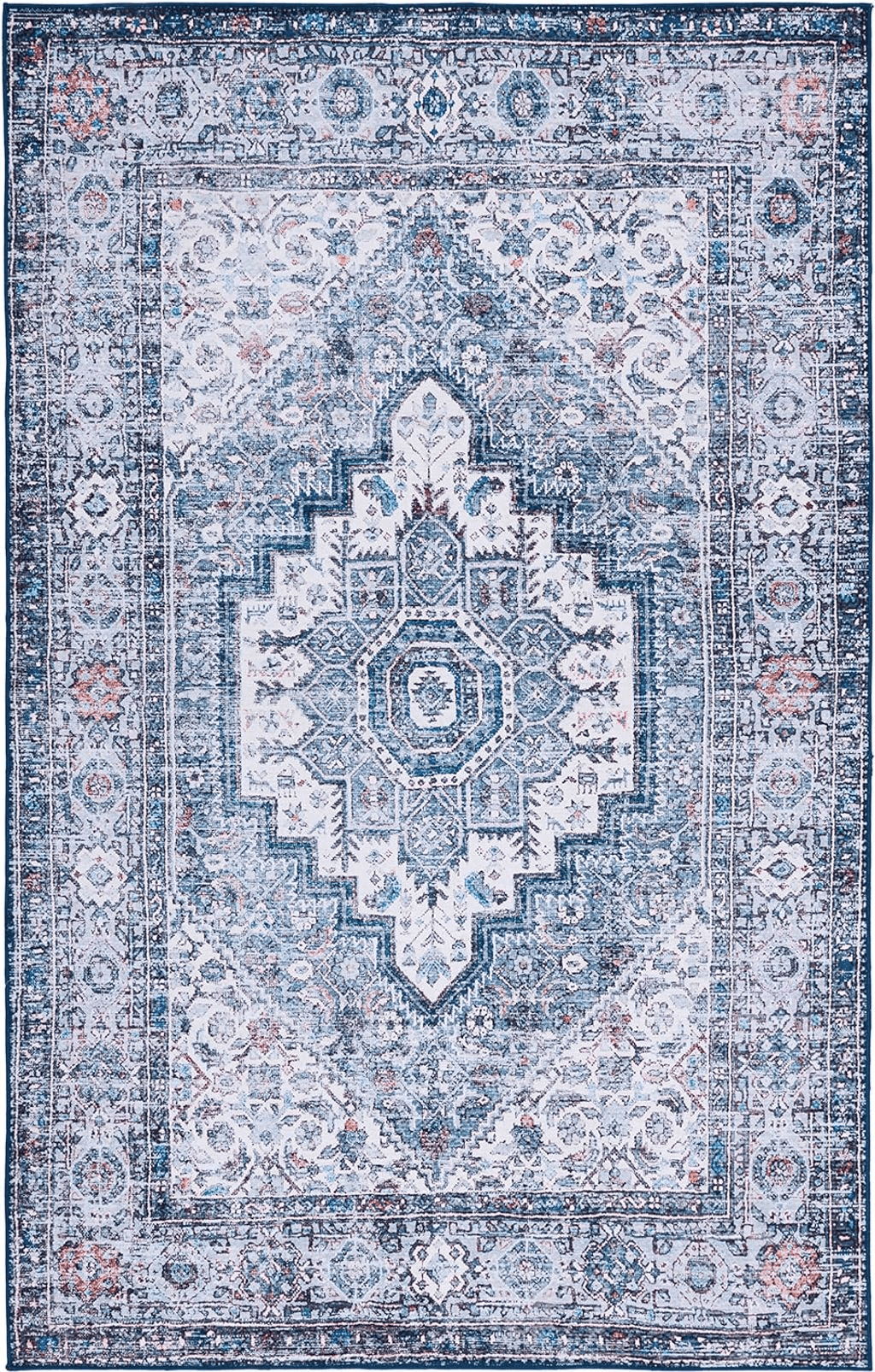 Area Grey 6x9 SAFAVIEH Tucson Collection Area Rug - 6' x 9', Beige & Green, Persian Medallion Design, Non-Shedding Machine Washable & Slip Resistant Ideal for High Traffic Areas in Living Room, Bedroom (TSN198C)