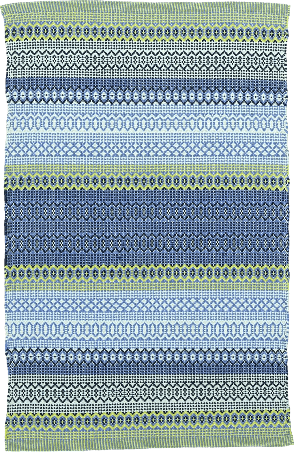 Outdoor Blue Dash and Albert Fiesta Stripe French Blue/Green Handwoven Indoor/Outdoor Rug, 6 X 9 Feet, Multi Stripe Pattern