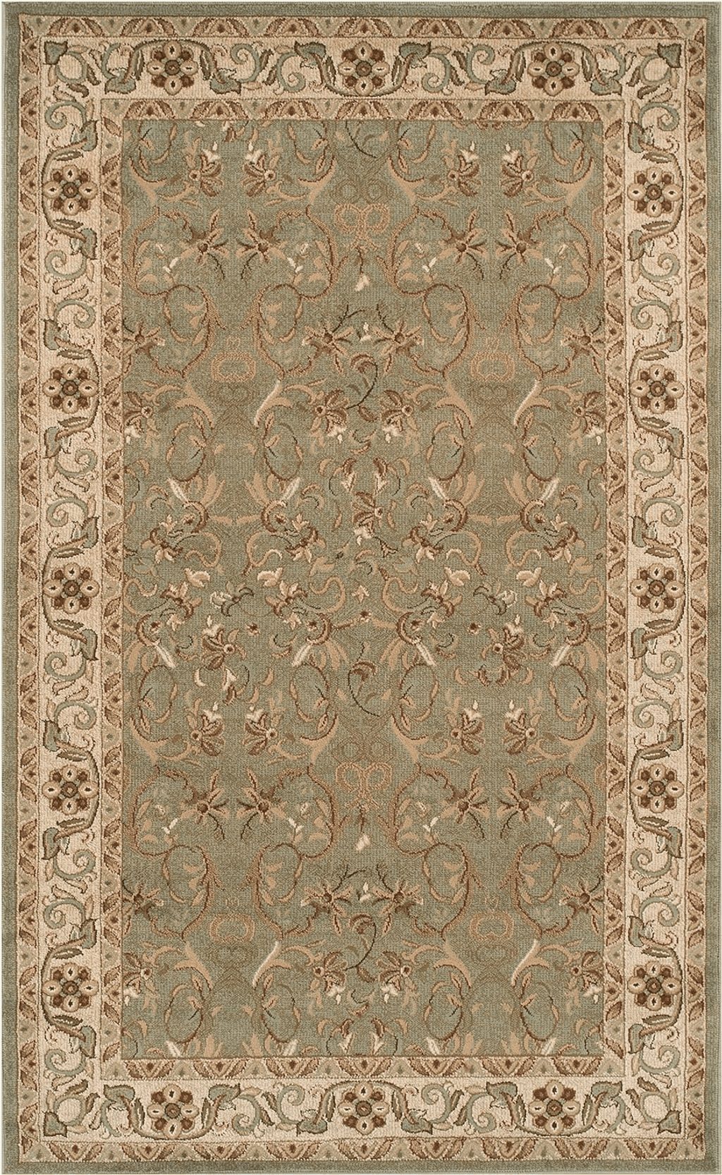 Area Green 8x10 Superior Indoor Area Rug, Jute Backed Rugs for Bedroom, Living/Dining Room, Office, Entryway, Hallway, Kitchen, Traditional Floral Scroll Floor Decor, Heritage Collection, Green, 8' x 10'