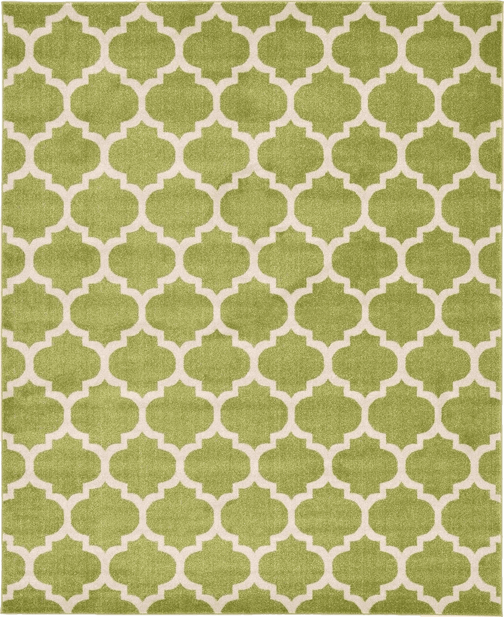 Area Green 8x10 Unique Loom Trellis Collection Area Rug - Philadelphia (8'x 10' Rectangle, Light Green/ Beige)