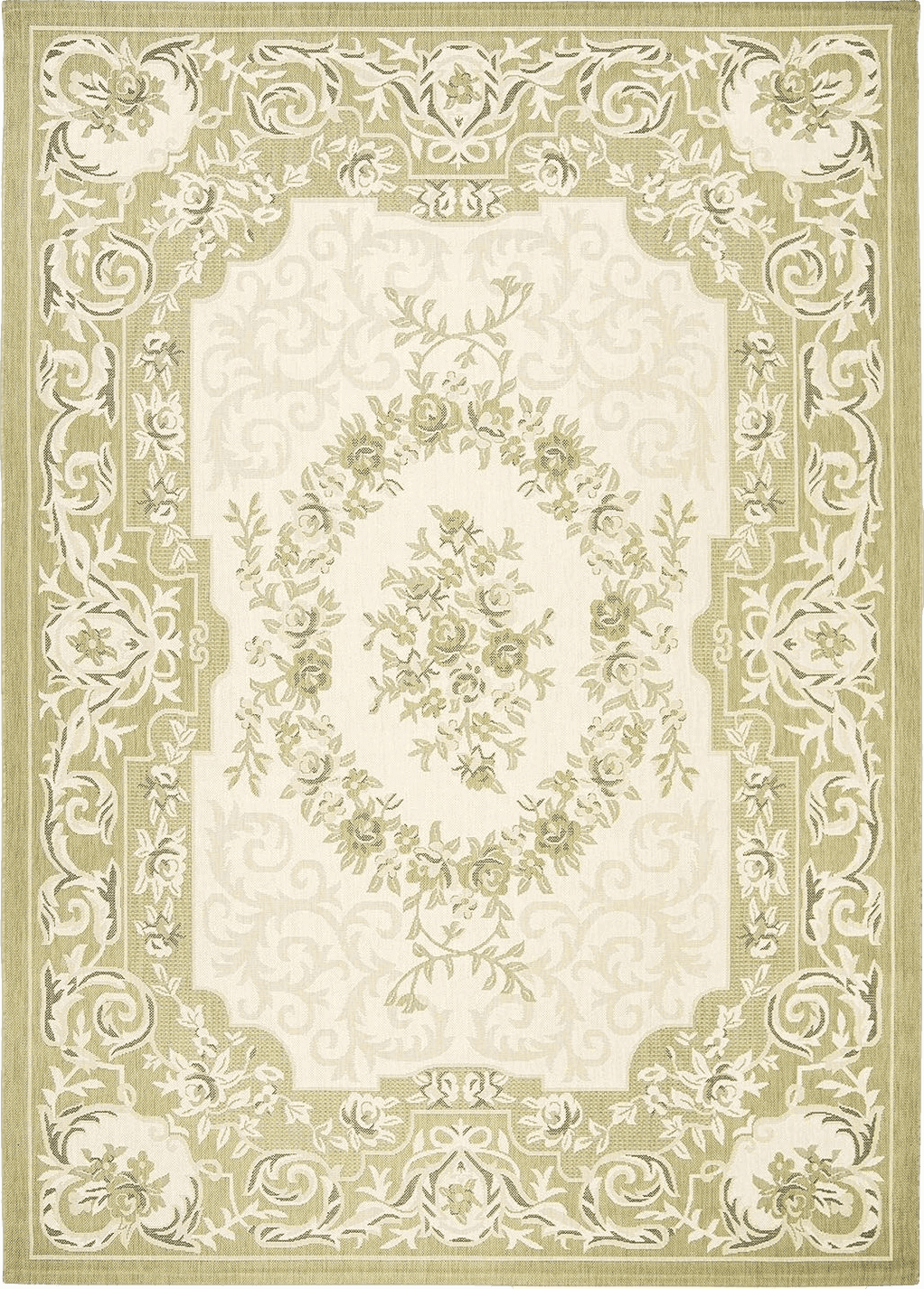 SAFAVIEH Courtyard Collection 9' x 12' Cream / Green CY7208 Indoor/ Outdoor Splashproof Easy Scrubbing Patio Backyard Mudroom Area Rug