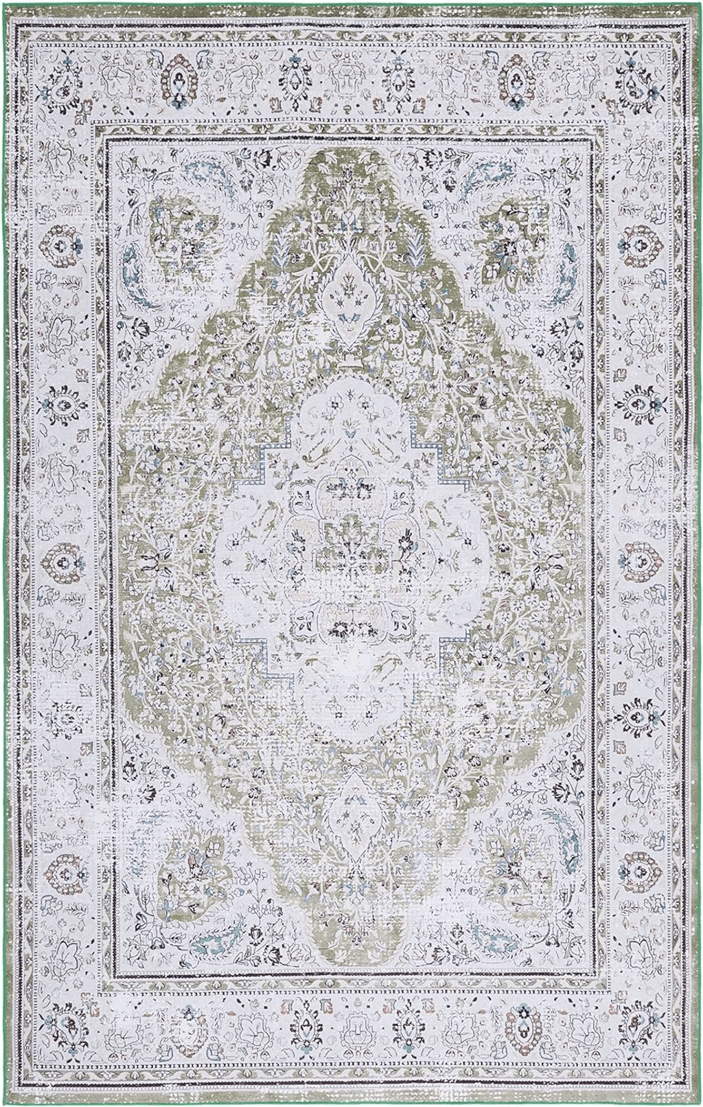 SAFAVIEH Tucson Collection Area Rug - 9' x 12', Green & Beige, Persian Design, Non-Shedding Machine Washable & Slip Resistant Ideal for High Traffic Areas in Living Room, Bedroom (TSN136Y)