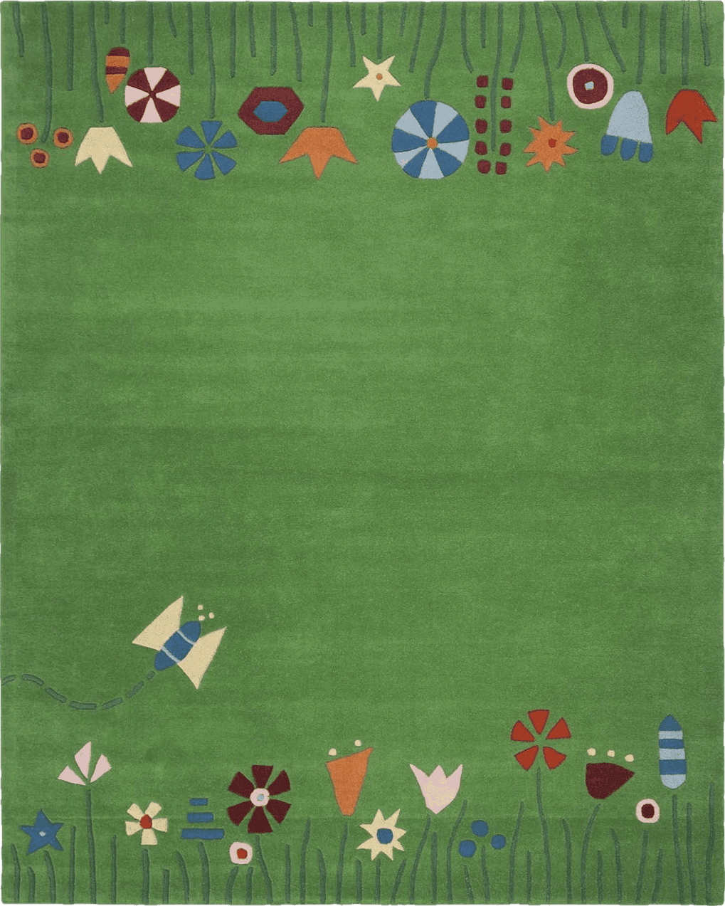 SAFAVIEH Kids Collection Area Rug - 9' x 12', Green & Multi, Handmade Grass and Flowers Wool, Ideal for High Traffic Areas in Living Room, Bedroom (SFK751A)