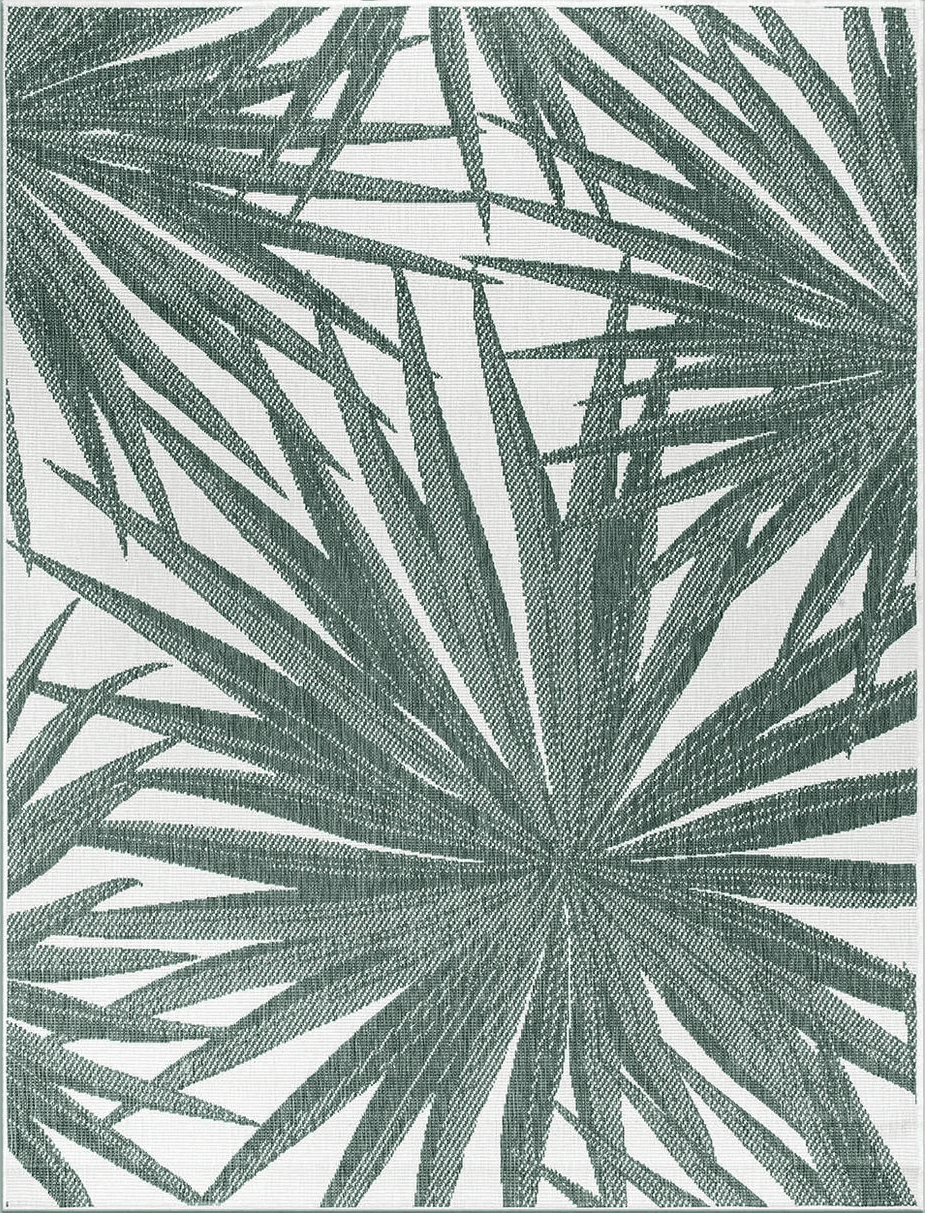 Outdoor Green Rugshop Tropical Leaves Nature Inspired Indoor/Outdoor Area Rug 5' x 7' Green