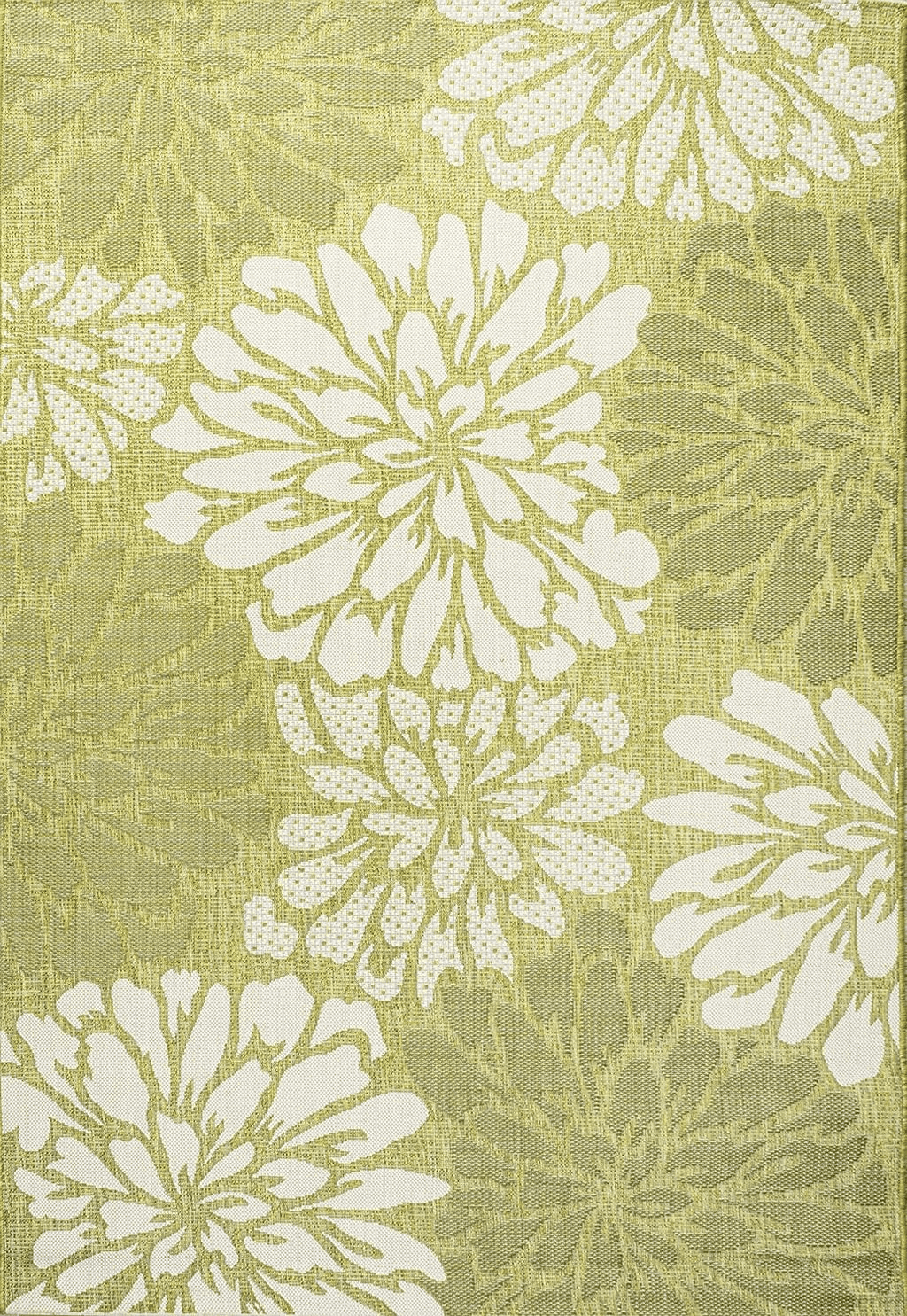 9x12 Eyely BMS110H-9 Santa Monica Zinnia Modern Floral Textured Weave Indoor/Outdoor Area Rug Coastal;Glam, Bedroom, Backyard, Patio, Easy-Cleaning, Non-Shedding, 9 X 12, Green/Cream