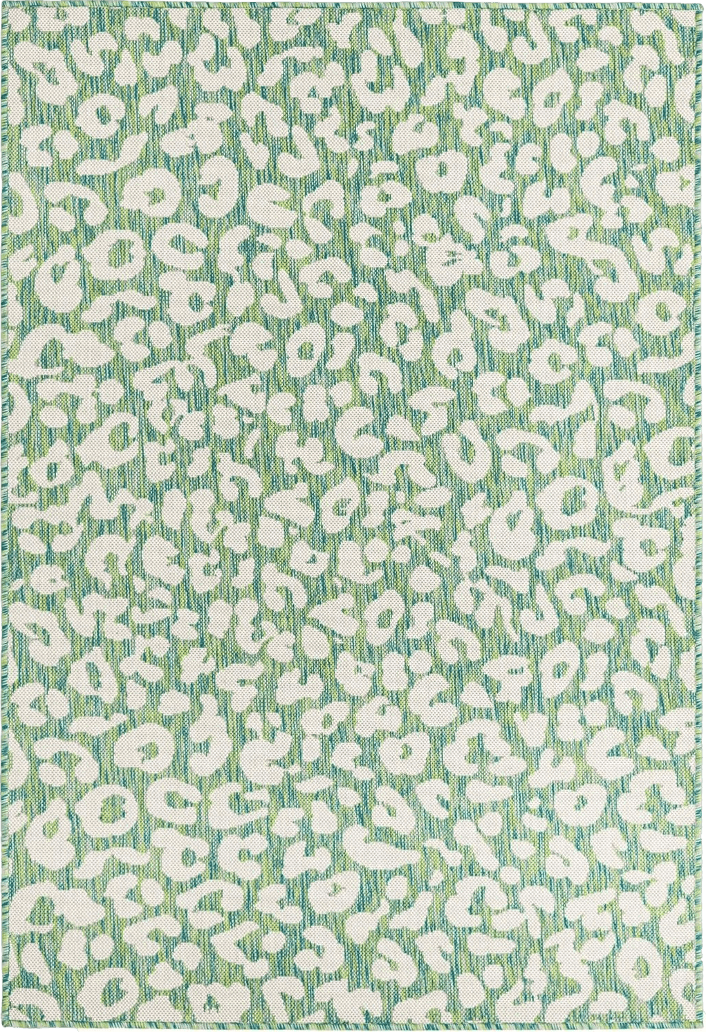 Unique Loom Outdoor Safari Collection Area Rug - Leopard (4' 1" x 6' 1" Rectangle, Green Blue/ Ivory)