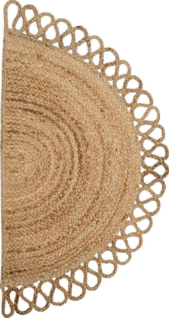 Natural Yarn Beige Color Half Round Jute Area Rug,Door Mat, Home Decor Floor Mat Rug, Runner Carpets (1 x 2 ft, Braided-1)